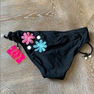 Candie’s Flower Embroidered Side Bikini Bottoms XS